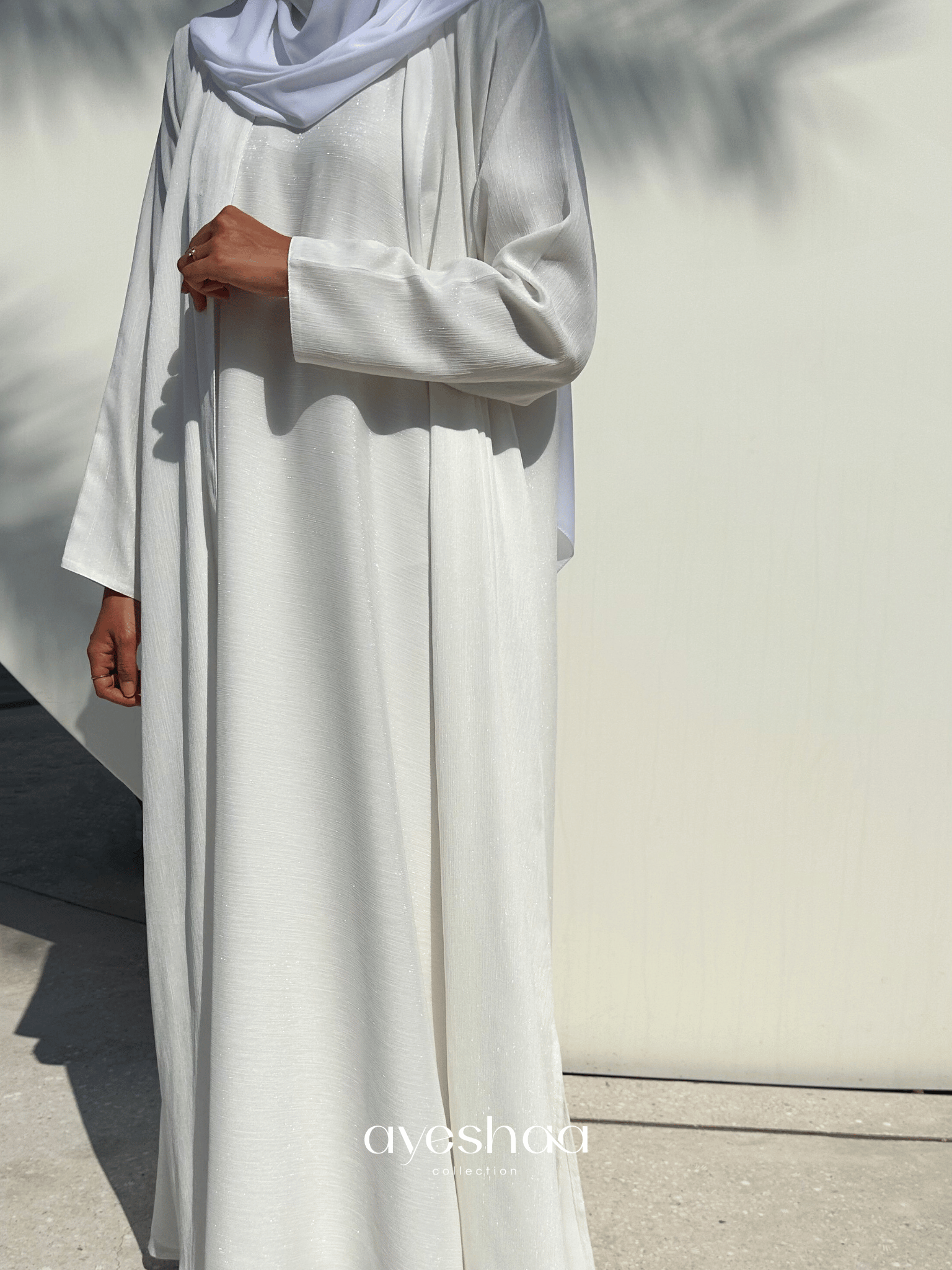 abaya blanche, abaya mariage, abaya eid, abaya prestige, ensemble blanc, ensemble mariage, hijab blanc, mastour, femme musulmane