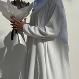 abaya blanche, abaya mariage, abaya eid, abaya prestige, ensemble blanc, ensemble mariage, hijab blanc, mastour, femme musulmane