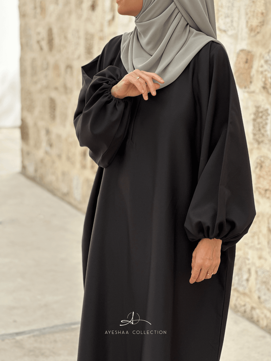 abaya noire, abaya dubai, abaya allaitement, abaya ballons, abaya design, abaya daily, femme musulmane, mastour, abaya coupe droite, abaya coupe faraasha