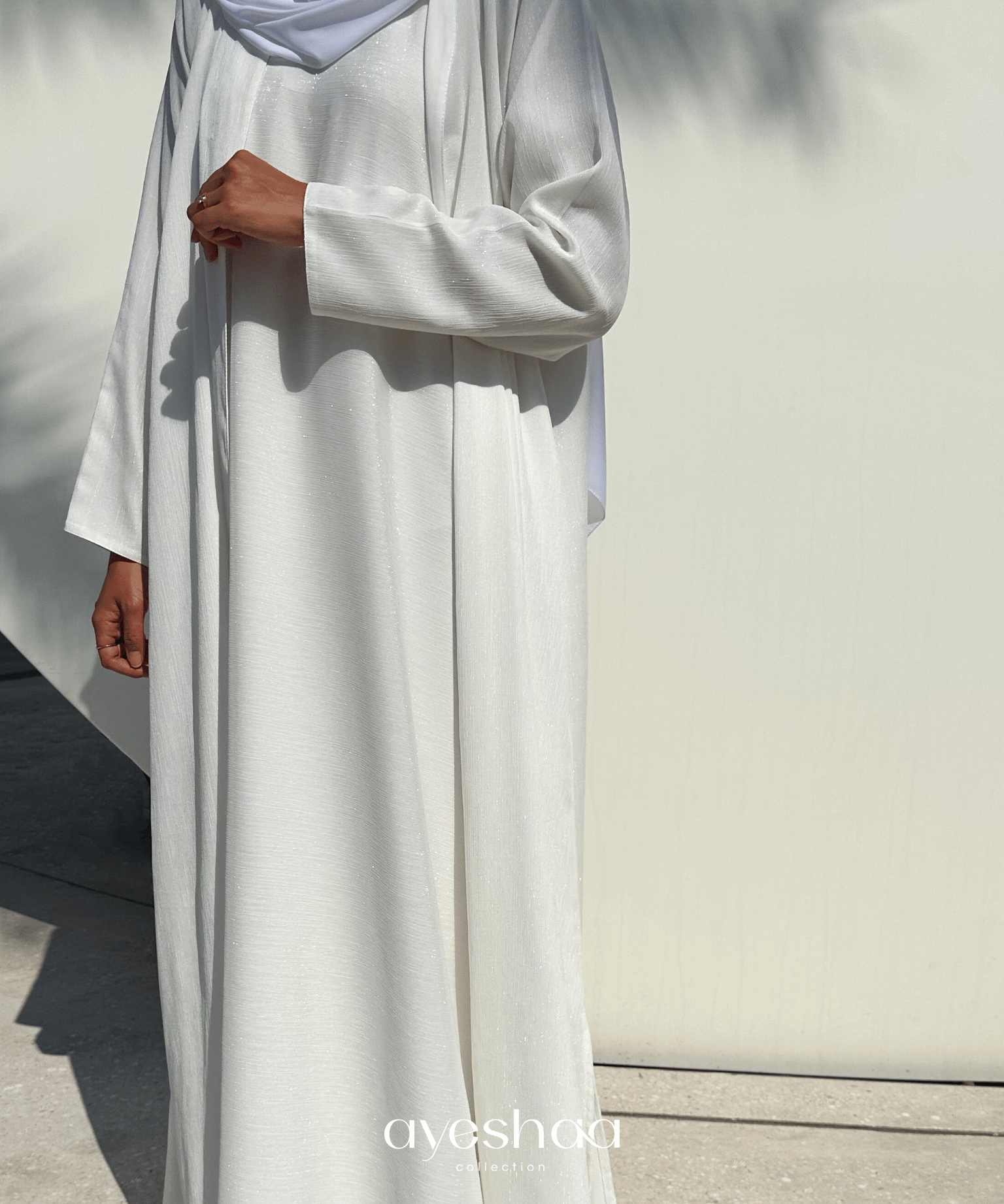 abaya blanche, abaya mariage, abaya eid, abaya prestige, ensemble blanc, ensemble mariage, hijab blanc, mastour, femme musulmane