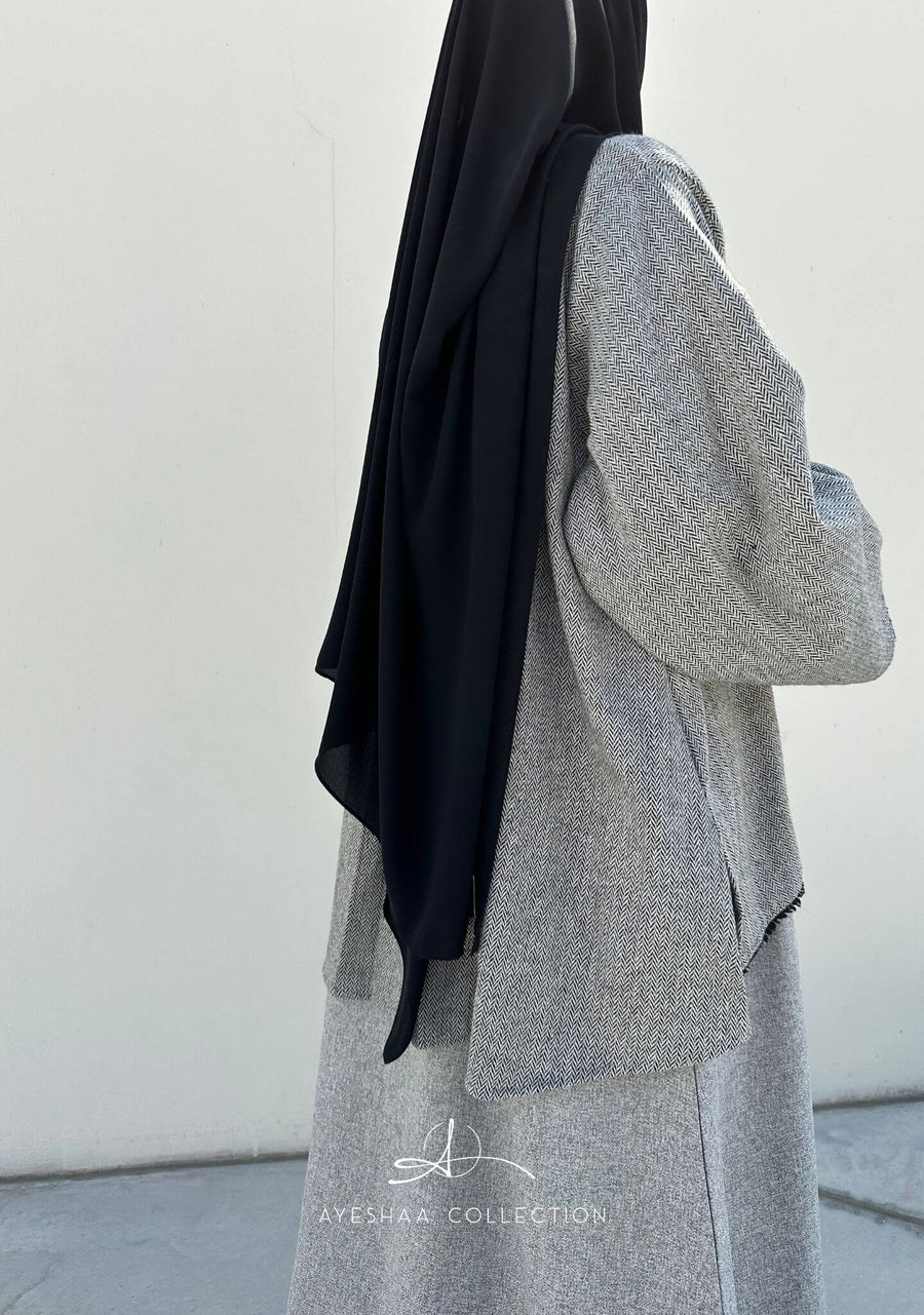 gilet long, gilet mastour, cardigan mastour, prêt à porter pour la femme musulmane, hijab noir